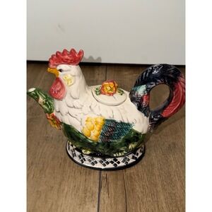 1998 Rooster Chicken Teapot Ceramic Collectible
